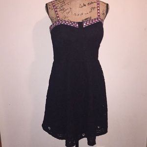 Black lace skater dress
